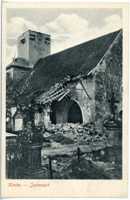 Carte postale ancienne 18665-Juvincourt-1915-Kirche-Brück & Sohn Kunstverlag