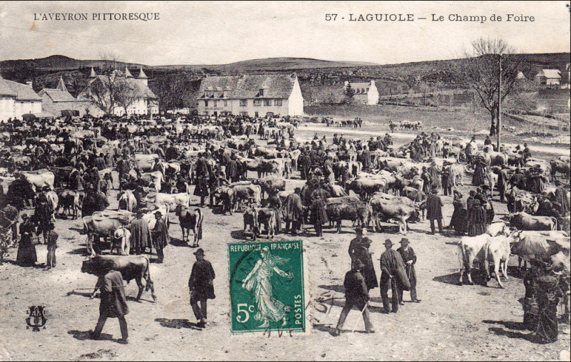 Carte postale ancienne Aveyron Pittoresque 57 - Laguiole - Champ de Foire