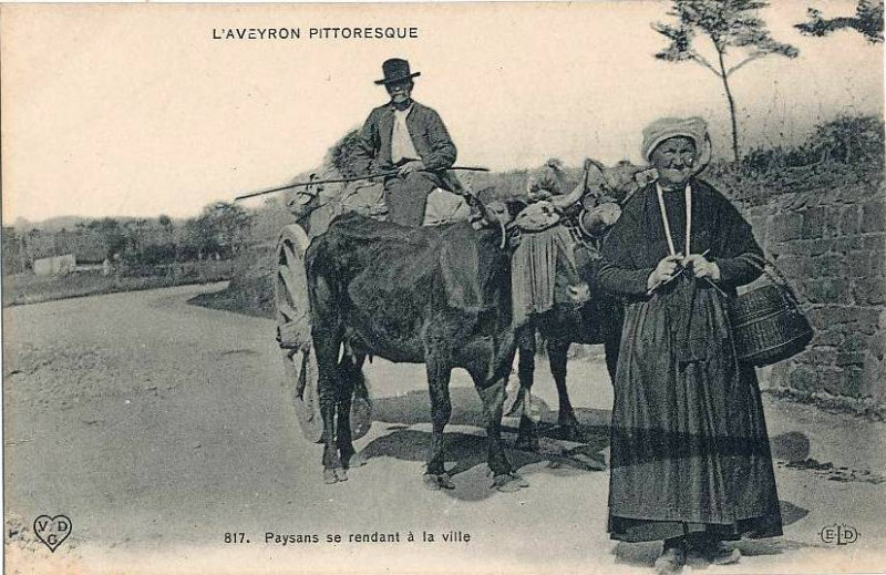 Carte postale ancienne Aveyron Pittoresque 817 - Paysans se rendant à la ville