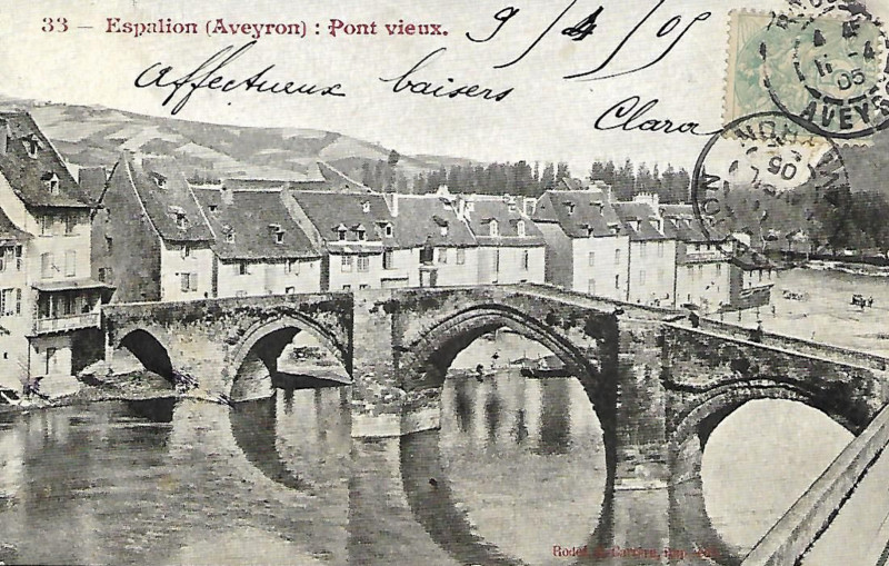 Carte postale ancienne Espalion - Pont vieux 3