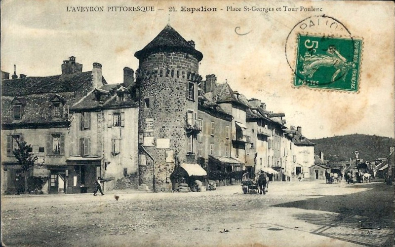 Carte postale ancienne Espalion - Tour Poulenc 5