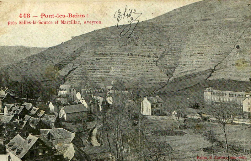 Carte postale ancienne Pont-les-Bains - vue générale 1