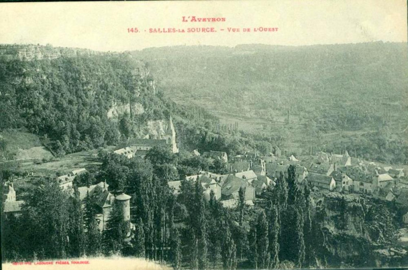 Carte postale ancienne Salles-La-Source - vue de l'ouest