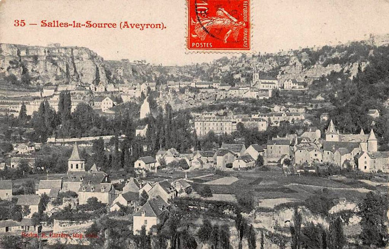Carte postale ancienne Salles-La-Source - vue générale 4