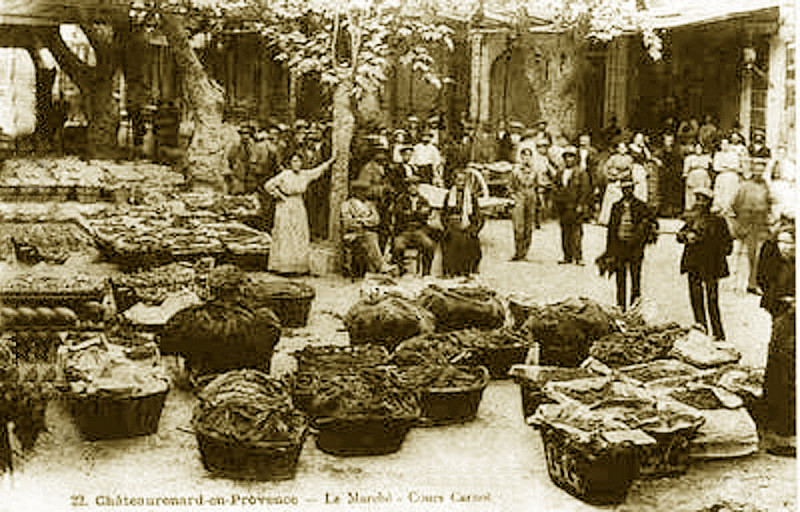 Carte postale ancienne Châteaurenard Marché du Cours Carnot