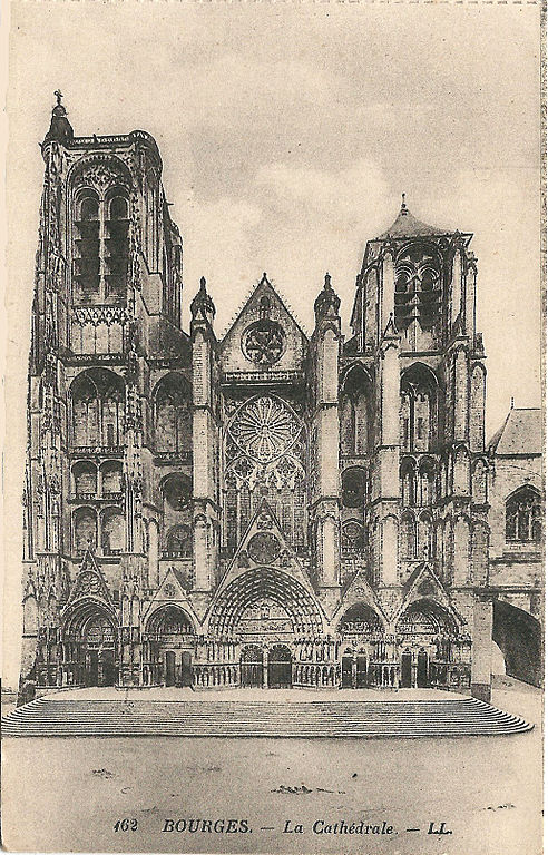 Carte postale ancienne Bourges-Fr-18-Cpa-cathédrale-de face-1