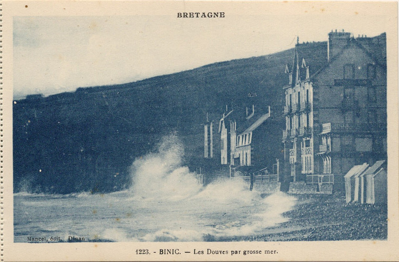Carte postale ancienne Binic-Fr-22-vers 1930-les Douves par grosse mer