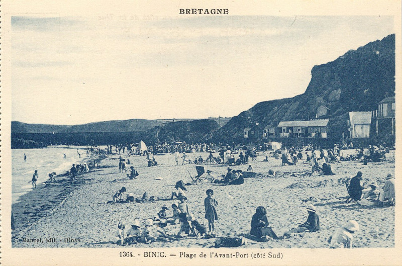 Carte postale ancienne Binic-Fr-22-vers 1930-plage de l'avant port (sud)