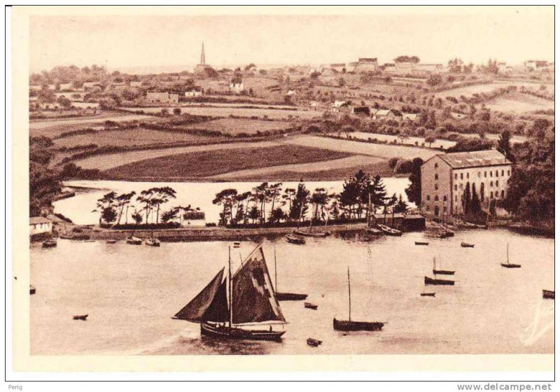 Carte postale ancienne Port de moulin mer 1900 à Logonna-Daoulas