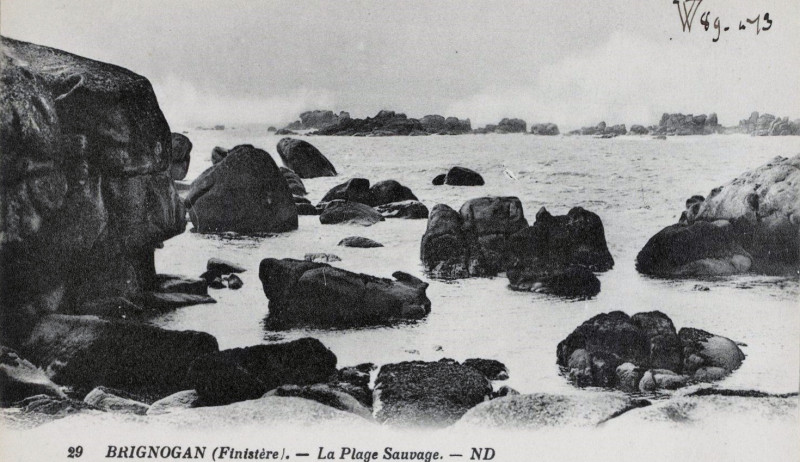 Carte postale ancienne Rochers Brignogan 1928 à Plounéour-Brignogan-plages