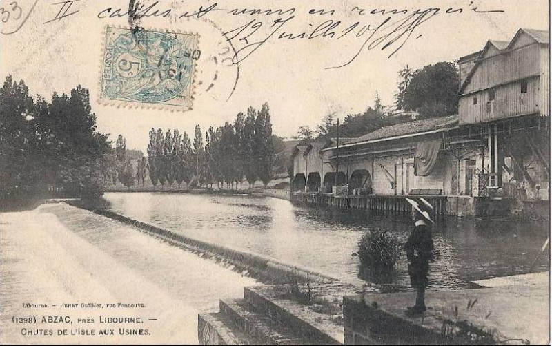 Carte postale ancienne Abzac - Usine électrique a
