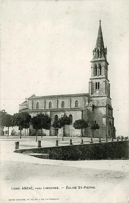 Carte postale ancienne Abzac - église 1