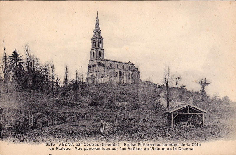 Carte postale ancienne Abzac - église 2