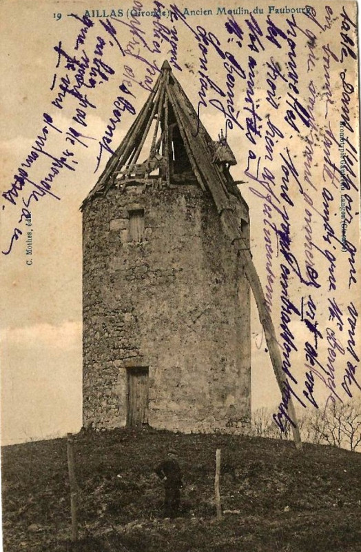 Carte postale ancienne Aillas - moulin