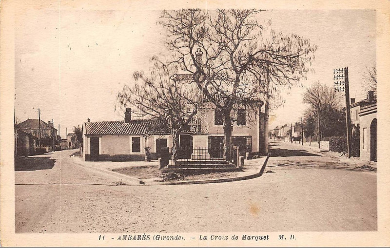 Carte postale ancienne Ambares la croix de Marquet