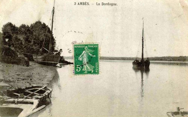 Carte postale ancienne Ambès - la Dordogne