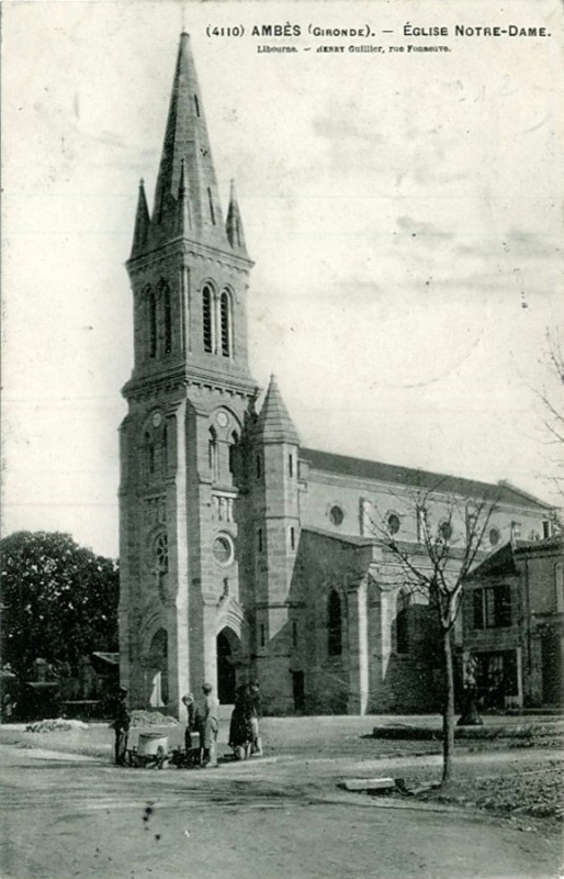 Carte postale ancienne Ambès - église