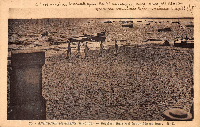 Carte postale ancienne Andernos-les-Bains - bords du Bassin 4