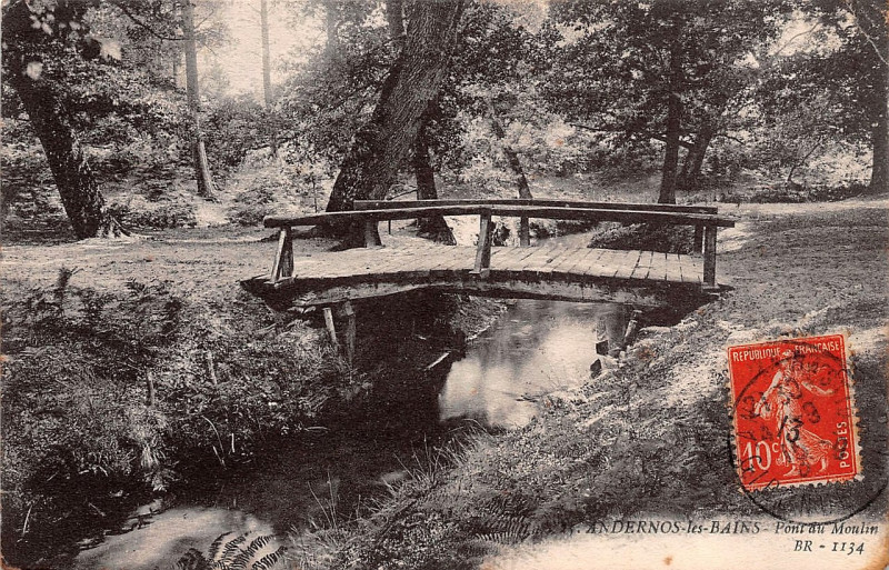 Carte postale ancienne Andernos-les-Bains - pont au moulin