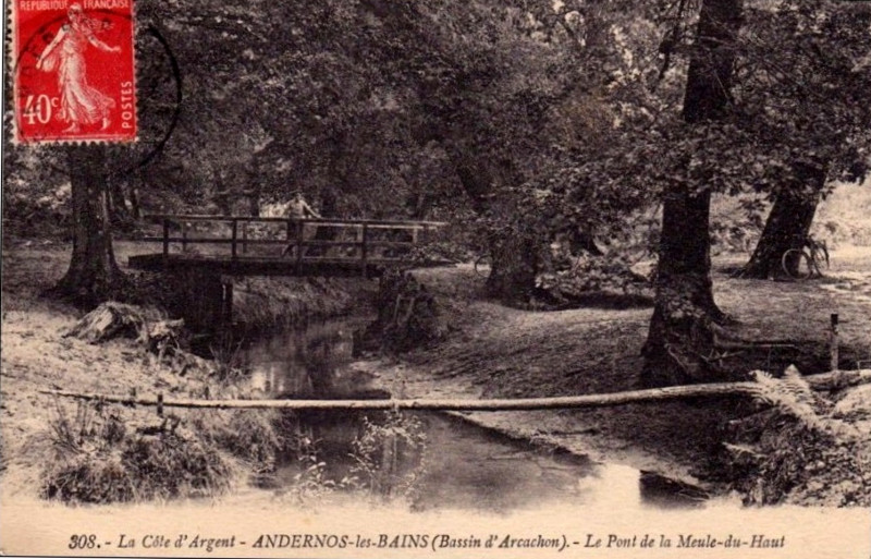 Carte postale ancienne Andernos-les-Bains - pont de la Meule-du-Haut
