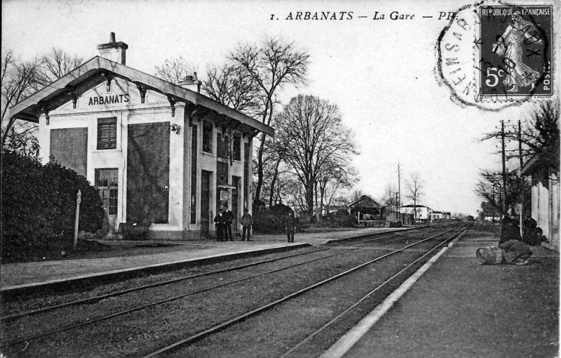 Carte postale ancienne Arbanats - Gare 1
