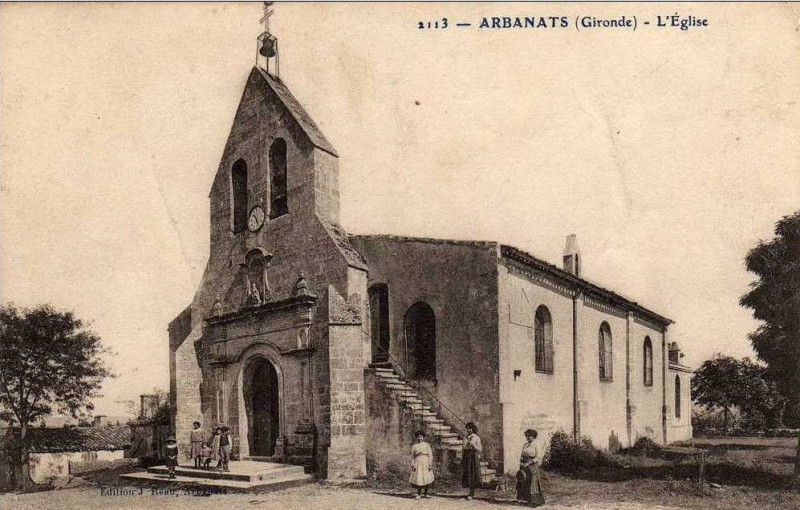 Carte postale ancienne Arbanats - église 1