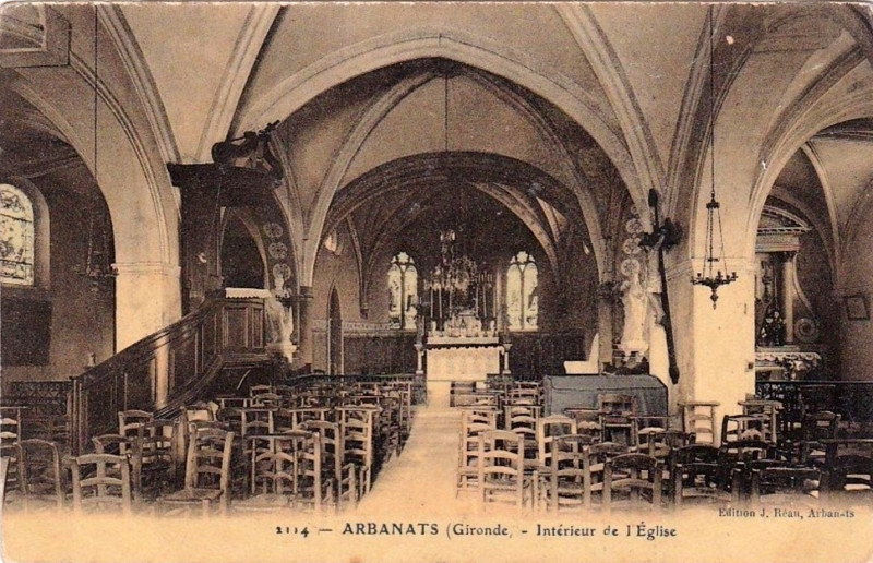 Carte postale ancienne Arbanats - église 10