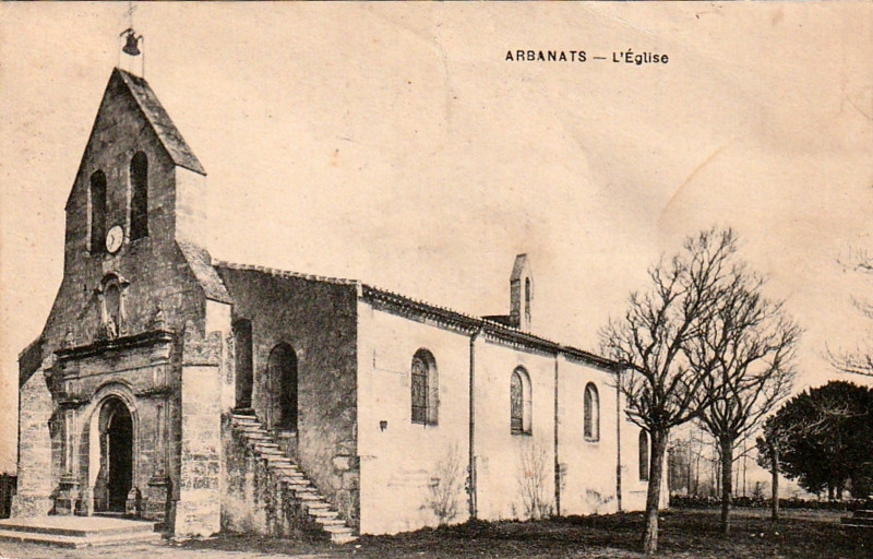 Carte postale ancienne Arbanats - église 2