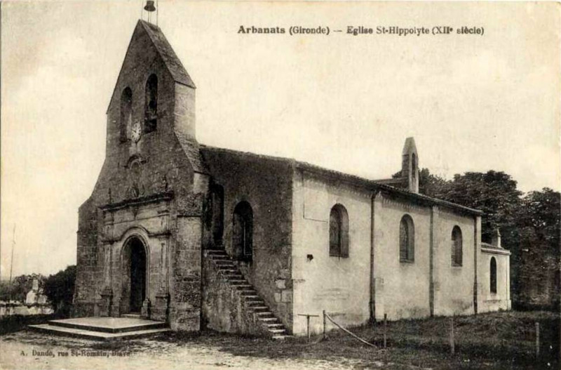 Carte postale ancienne Arbanats - église 4