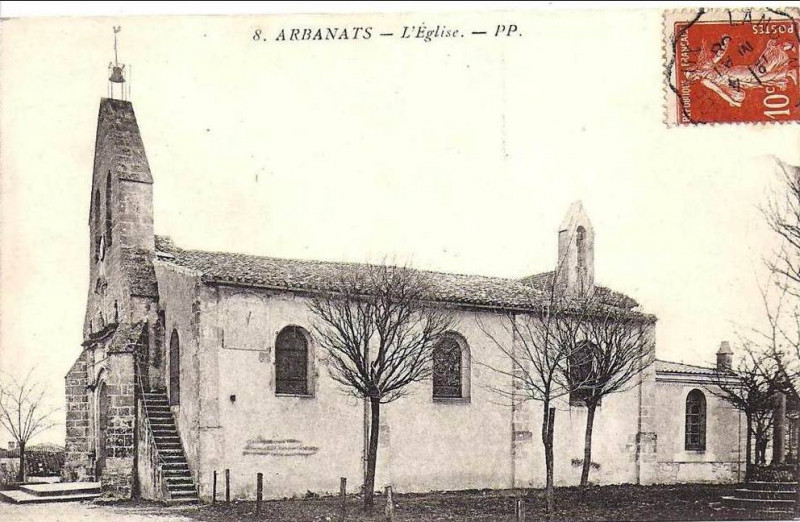 Carte postale ancienne Arbanats - église 5
