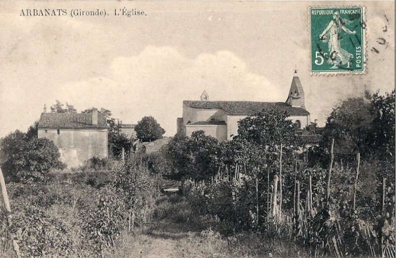 Carte postale ancienne Arbanats - église 6
