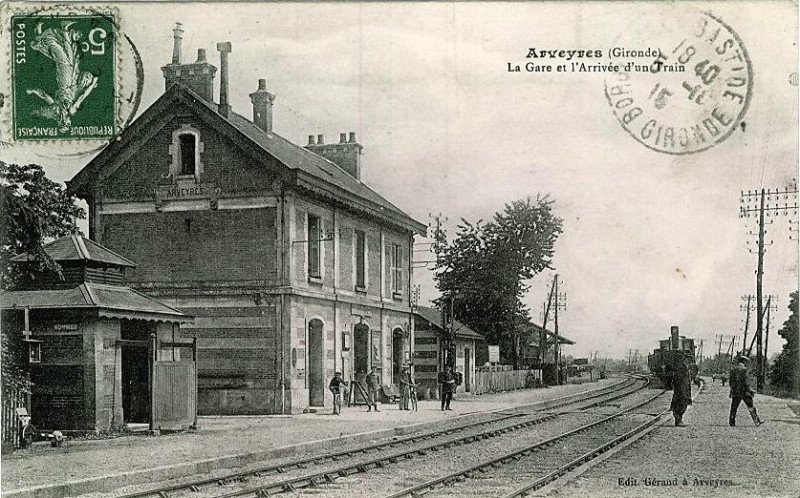 Carte postale ancienne Arveyres - gare 2
