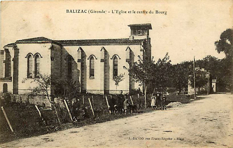 Carte postale ancienne Balizac - église 1