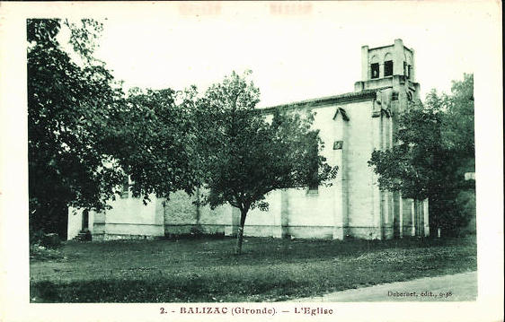 Carte postale ancienne Balizac - église 2