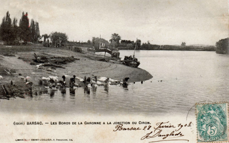 Carte postale ancienne Barsac - bords de la Garonne 5