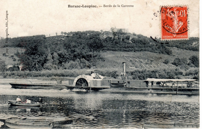 Carte postale ancienne Barsac - bords de la Garonne 8