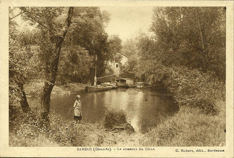 Carte postale ancienne Barsac - bords du Ciron 2