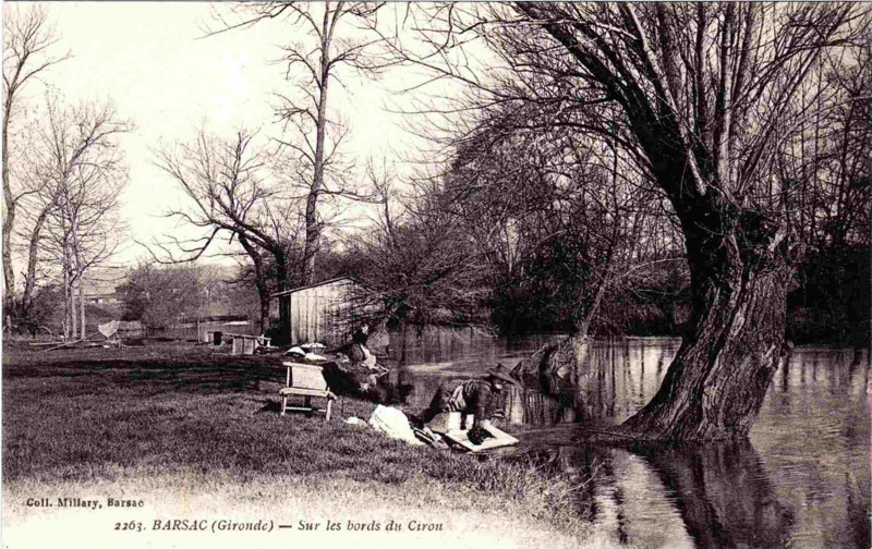 Carte postale ancienne Barsac - bords du Ciron 4
