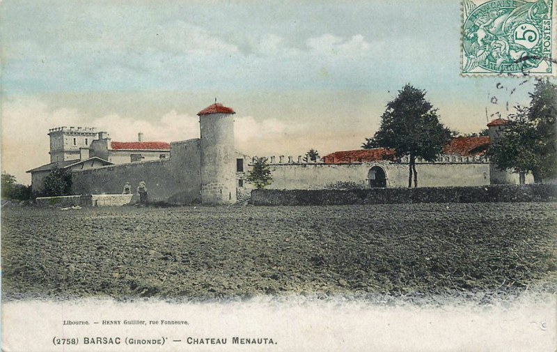 Carte postale ancienne Barsac - château Menauta 1b