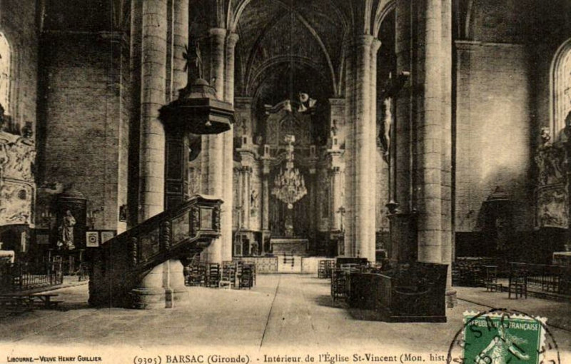 Carte postale ancienne Barsac - église 5a