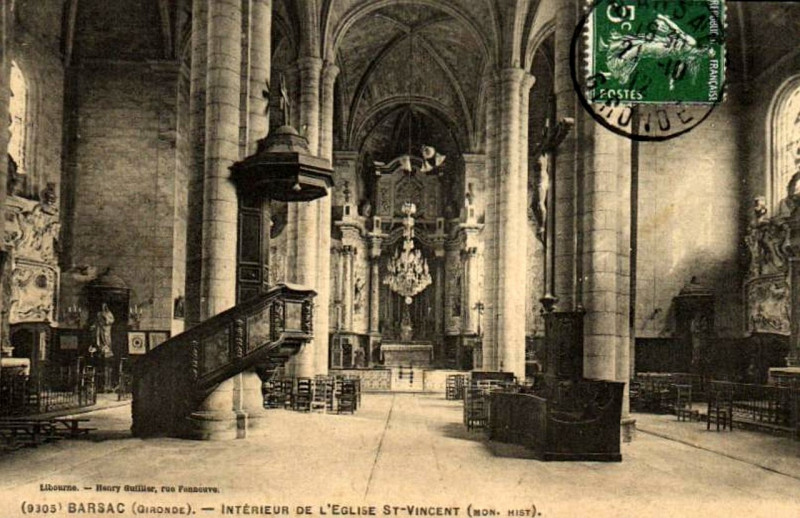 Carte postale ancienne Barsac - église 5b