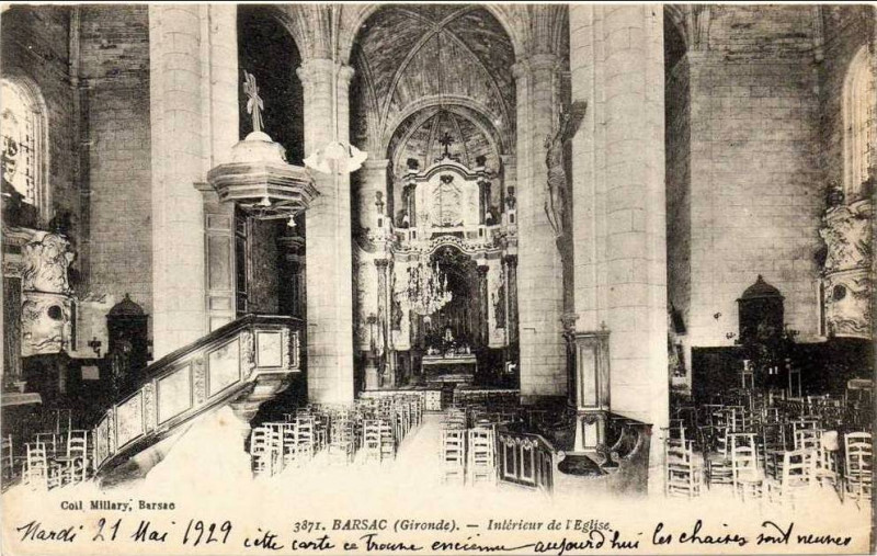 Carte postale ancienne Barsac - église 6