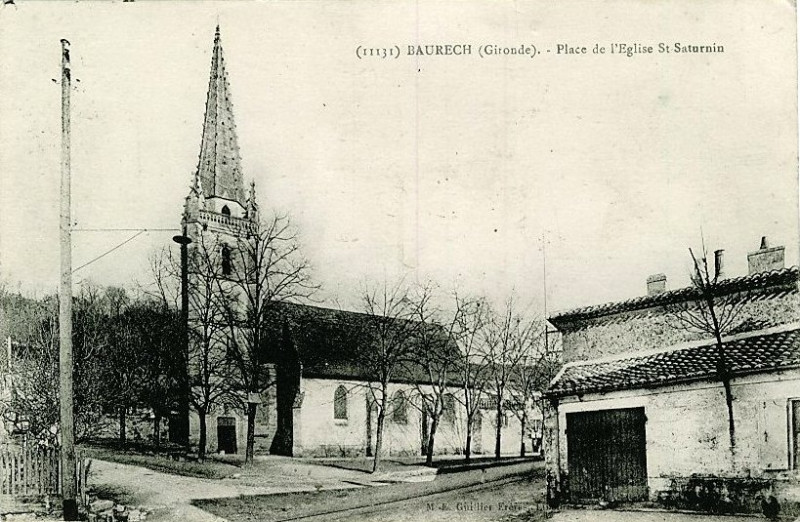 Carte postale ancienne Baurech - église 2