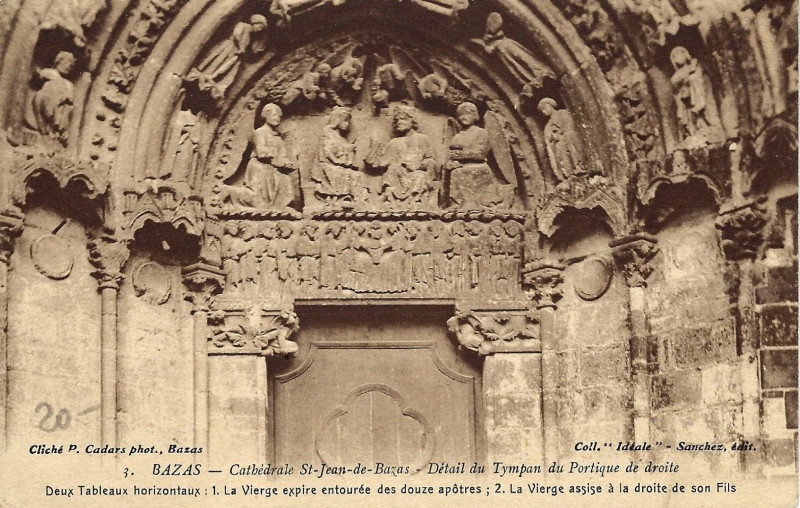 Carte postale ancienne Bazas - Cathédrale - Tympan 3