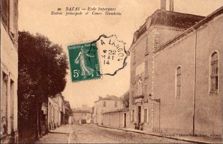 Carte postale ancienne Bazas - Cours Gambetta