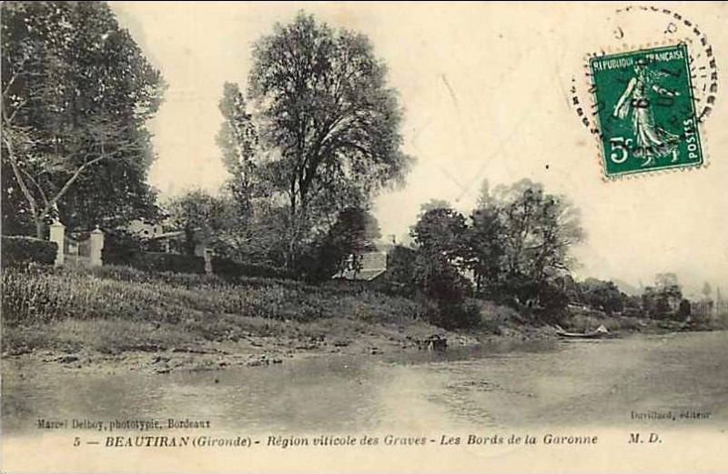 Carte postale ancienne Beautiran - la Garonne 2