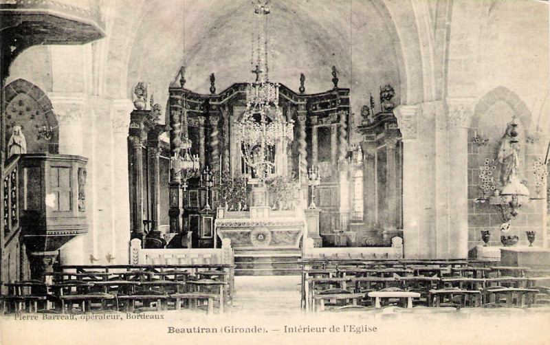 Carte postale ancienne Beautiran église 2