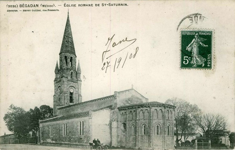 Carte postale ancienne Bégadan - église 1