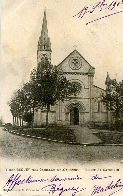 Carte postale ancienne Béguey - église 2