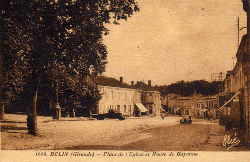 Carte postale ancienne Belin-Béliet - route de Bayonne 2
